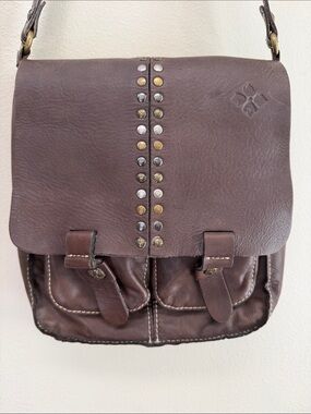 Patricia Nash Brown Stud-Accent Messenger Bag